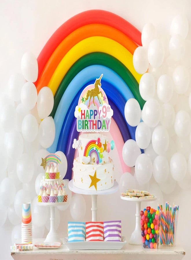 Zyozique Unicorn 9th Birthday Cake Topper, Unicorn Nine Cake Topper, Magic Unicorn Cake Decor, Unicorn Baby Girl Ninth Birthday Party Decoration - (Pack of 1) - Image 4